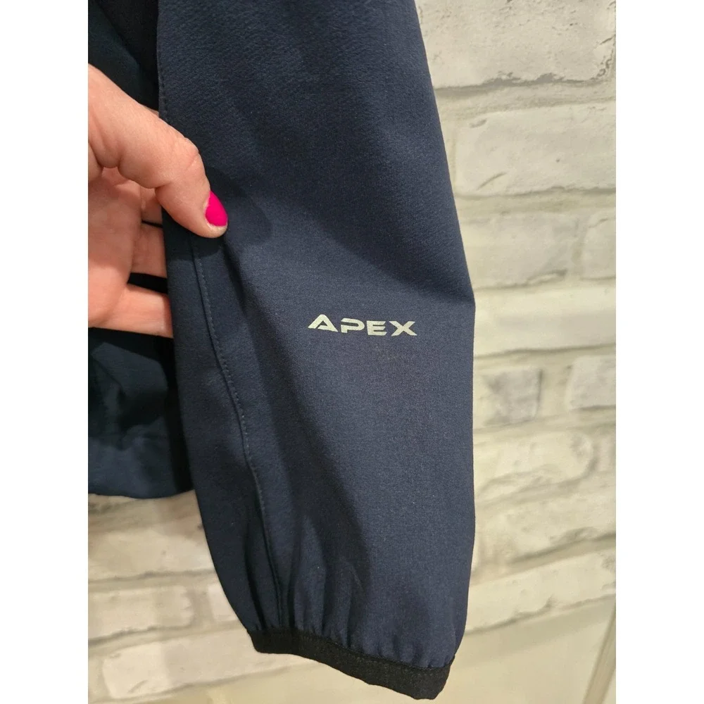 The North Face Apex‎ Men XL Full Zip Hooded Softshell Jacket Blue Drawstring Hem